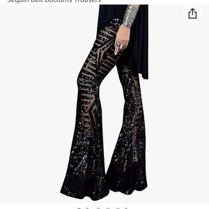 Black sequin bell bottom party pants!